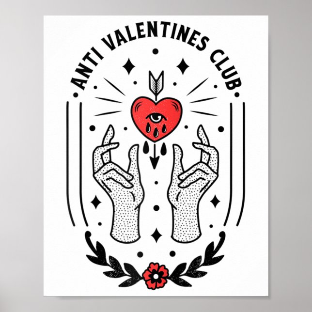Affiche Jour anti-Valentines Tatouage Raglan Baseball Tee_ (Devant)