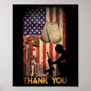 Affiche Jour commémoratif Drapeau militaire Bottes 4 juill