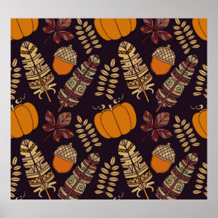 Affiche Jour d'Action de grâce coloré, motif d'automne.
