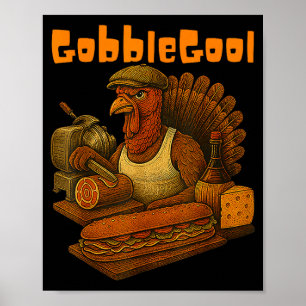 Affiche Jour de gobbol de Thanksgiving drôle de gobbol de