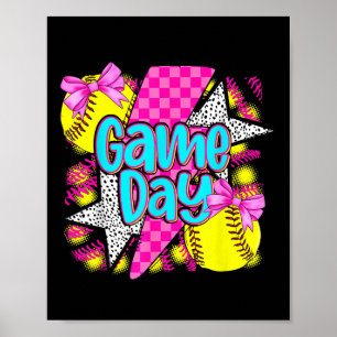 Affiche Jour de jeu Softball Lightball Coquette Bow Funny