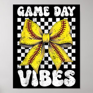 Affiche Jour de jeu Vibes Coquette Bow Softball Mama Softb