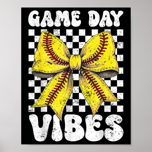 Affiche Jour de jeu Vibes Coquette Bow Softball Mama Softb (Devant)