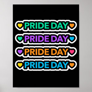 Affiche Jour de la fierté. LGBT+Pride. Coeur arc en ciel.