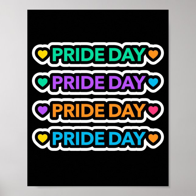 Affiche Jour de la fierté. LGBT+Pride. Coeur arc en ciel. (Devant)