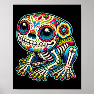 Affiche Jour de la grenouille crâne de sucre mignon du gou