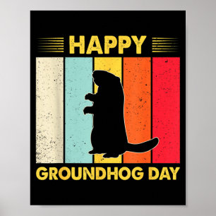 Affiche Jour de la marmotte amusant Journée de la marmotte