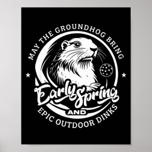 Affiche Jour de la marmotte drôle début de printemps pour