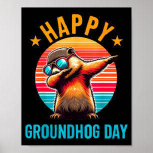 Affiche Jour de la marmotte Happy Dabbing Marmotte Enfants