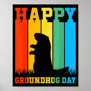 Affiche Jour de la marmotte heureux amateur d'animaux de l