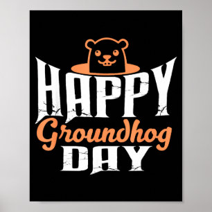 Affiche Jour de la marmotte heureux drôle mignon animal Lo