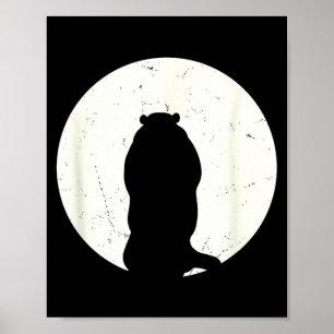 Affiche Jour de la marmotte pleine lune marmotte