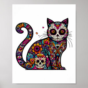 Affiche Jour De La Mort Cinco De Mayo Cat Crâne Sucre Dia