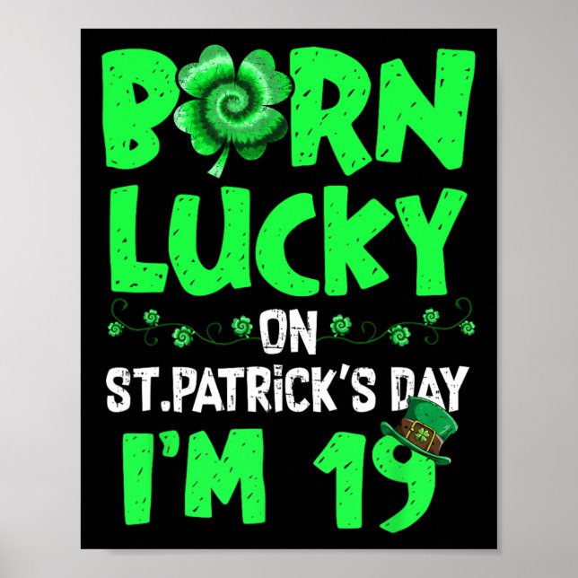 Affiche Jour de la Saint Patrick 19e anniversaire garçon f (Devant)