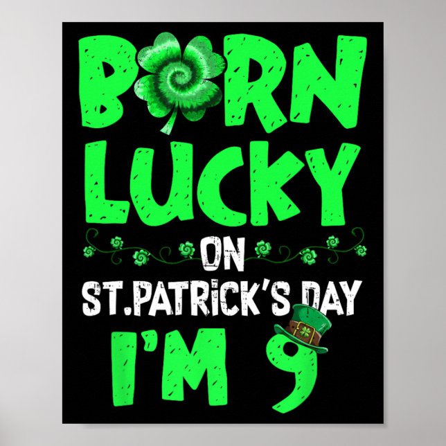 Affiche Jour de la Saint Patrick 9e anniversaire garçon fi (Devant)