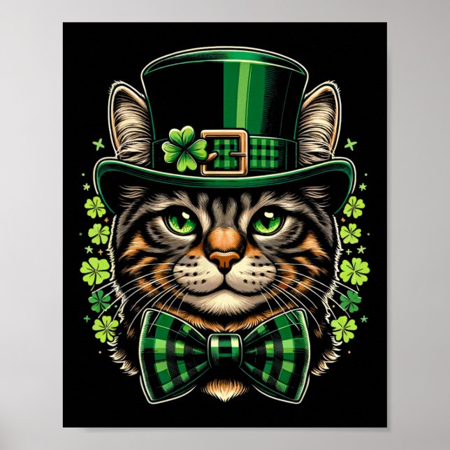 Affiche Jour de la Saint Patrick Chat Hommes Femmes Enfant (Devant)