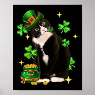Affiche Jour de la Saint-Patrick Chat Irlandais Shamrock M
