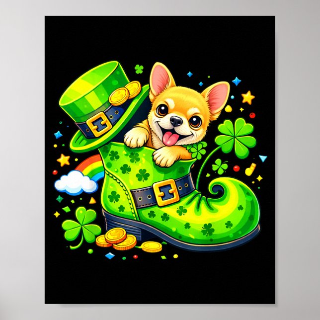 Affiche Jour de la Saint-Patrick chaussure de lutin Chihua (Devant)