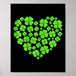 Affiche Jour de la Saint Patrick Coeurs Shamrock Clover fe