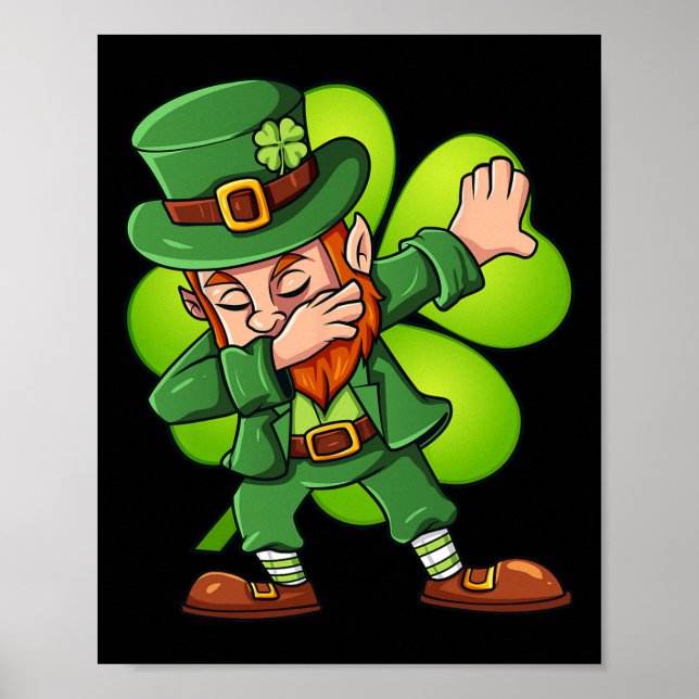 Affiche Jour de la Saint Patrick Dabbing Leprechaun Clover (Devant)