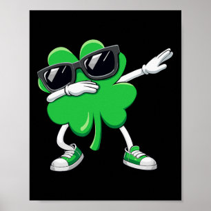 Affiche Jour de la Saint Patrick Dabbing Shamrock Drôle Ga