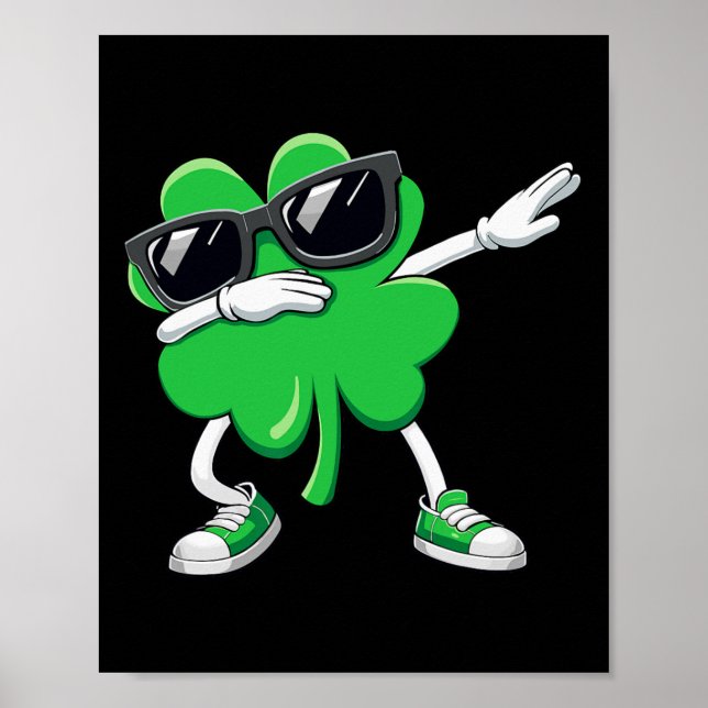 Affiche Jour de la Saint Patrick Dabbing Shamrock Drôle Ga (Devant)