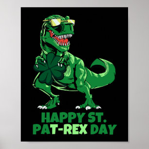 Affiche Jour de la Saint Patrick Dinosaur Four Leaf Clover