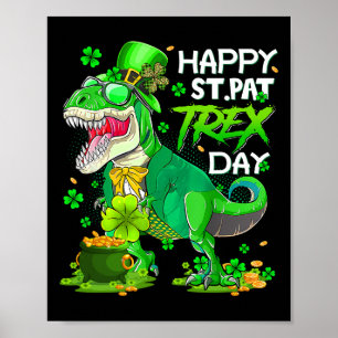 Affiche Jour de la Saint-Patrick Dinosaure Happy St Pat Tr