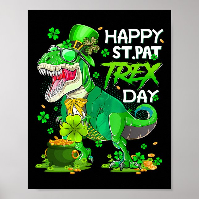 Affiche Jour de la Saint-Patrick Dinosaure Happy St Pat Tr (Devant)