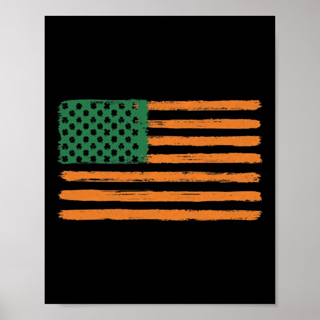 Affiche Jour de la Saint-Patrick Drapeau Irlandais América (Devant)