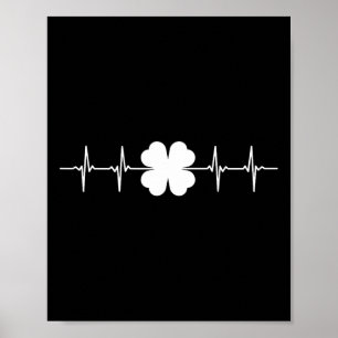 Affiche Jour de la Saint Patrick Ekg Shamrock de battement
