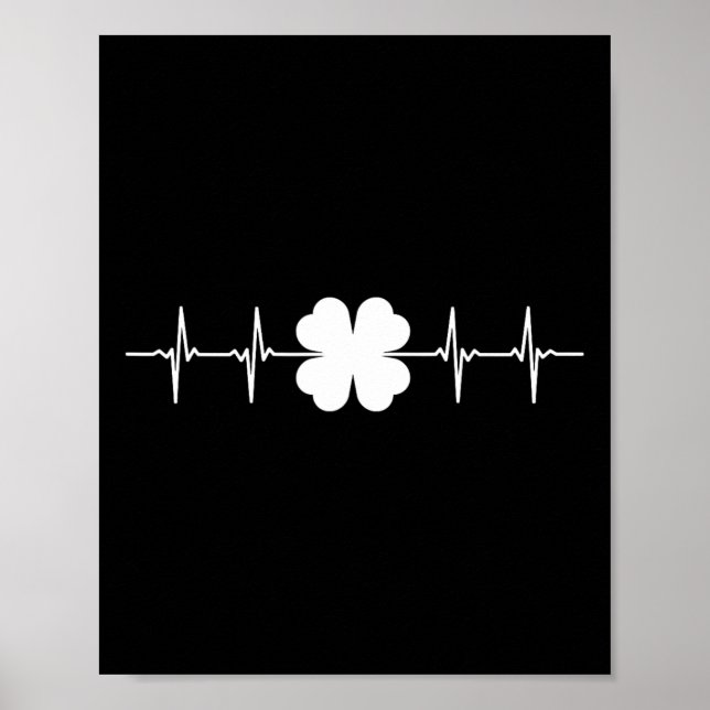 Affiche Jour de la Saint Patrick Ekg Shamrock de battement (Devant)