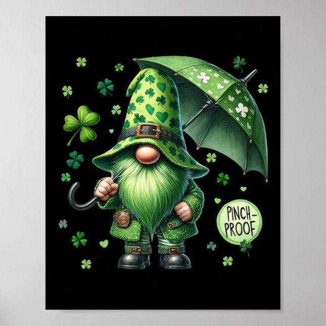 Affiche Jour de la Saint Patrick Gnome Avec Barbe Verte Dr (Devant)