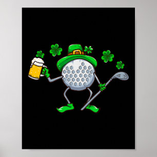 Affiche Jour de la Saint-Patrick Golf Golfeur Irlandais Bi