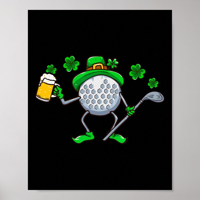 Affiche Jour de la Saint-Patrick Golf Golfeur Irlandais Bi (Devant)