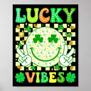 Affiche Jour de la Saint-Patrick Groovy Vibes Chanceuses T