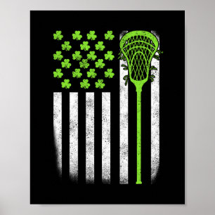 Affiche Jour de la Saint Patrick Lacrosse Lax Usa Drapeau