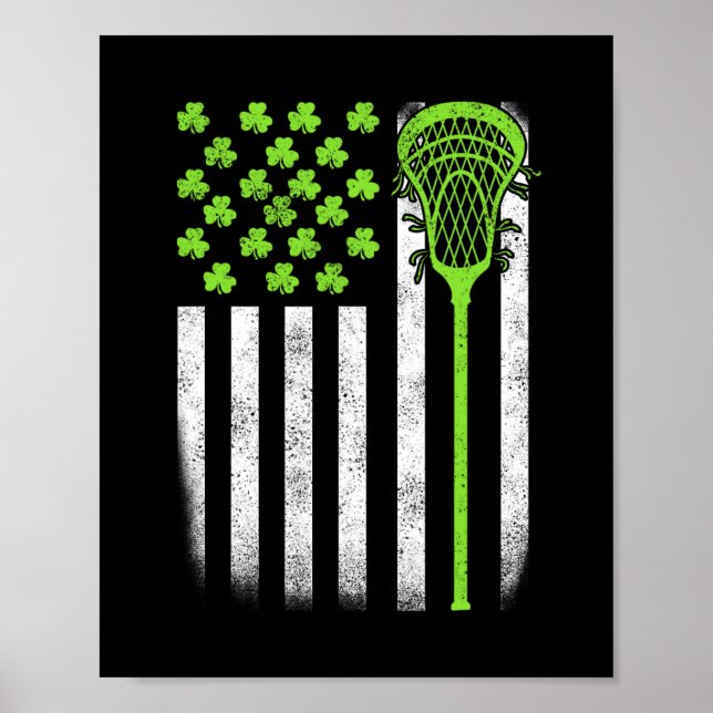 Affiche Jour de la Saint Patrick Lacrosse Lax Usa Drapeau  (Devant)