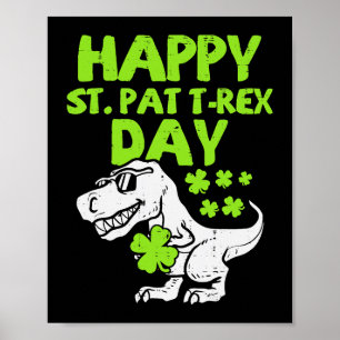 Affiche Jour de la Saint Patrick Leprechaun Dinosaur Dino