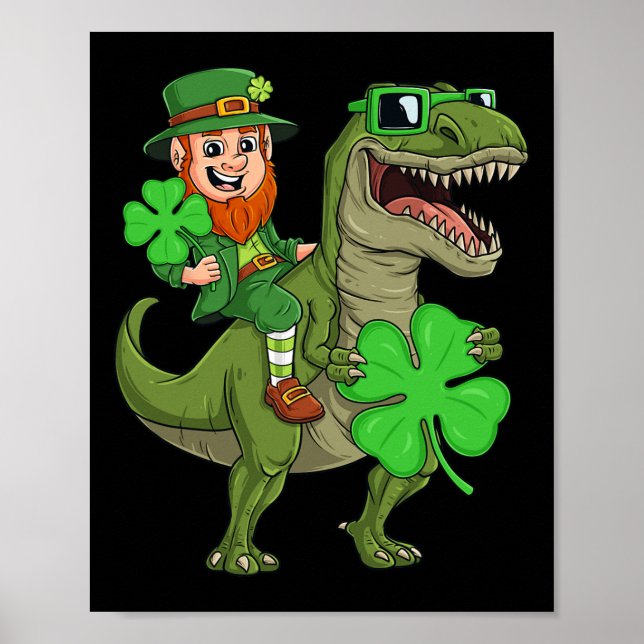Affiche Jour de la Saint Patrick Leprechaun équitation T R (Devant)