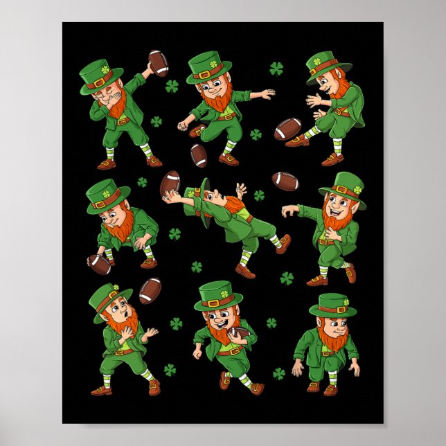 Affiche Jour de la Saint Patrick Leprechaun joueur de foot (Devant)