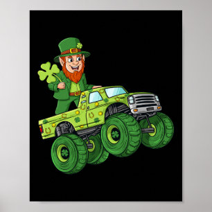Affiche Jour de la Saint Patrick Leprechaun Monster Camion