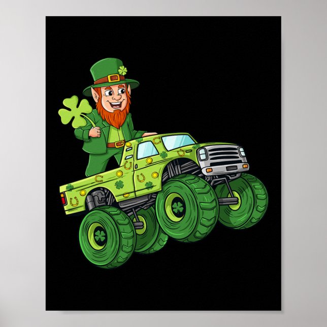 Affiche Jour de la Saint Patrick Leprechaun Monster Camion (Devant)