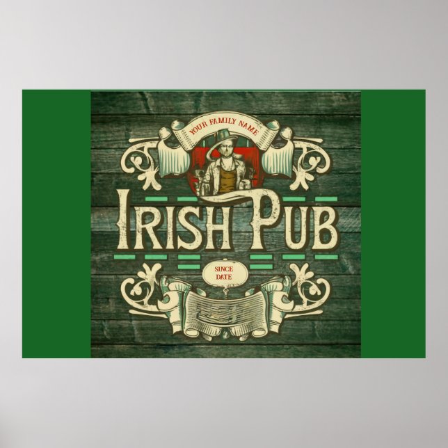 Affiche Jour de la Saint Patrick personnalisé drôle Pub ir (Devant)