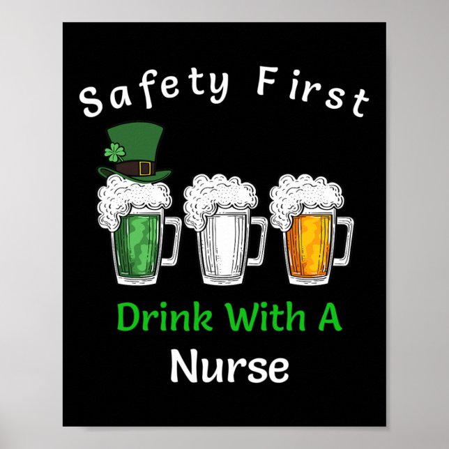 Affiche Jour de la Saint Patrick - Sécurité D'Abord Boire  (Devant)