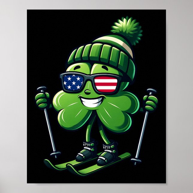 Affiche Jour de la Saint-Patrick Ski Shamrock Trèfles Drap (Devant)