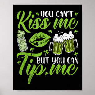 Affiche Jour de la Saint-Patrick Trèfle Chanceux Serveuse 