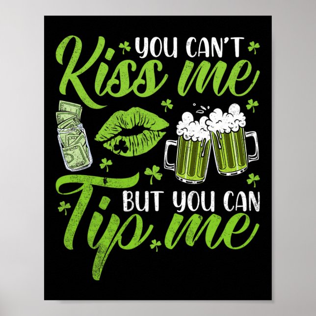Affiche Jour de la Saint-Patrick Trèfle Chanceux Serveuse  (Devant)