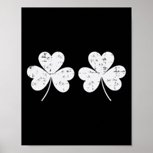 Affiche Jour de la Saint-Patrick Trèfles Blancs Coffre Sai