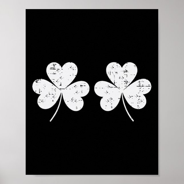 Affiche Jour de la Saint-Patrick Trèfles Blancs Coffre Sai (Devant)